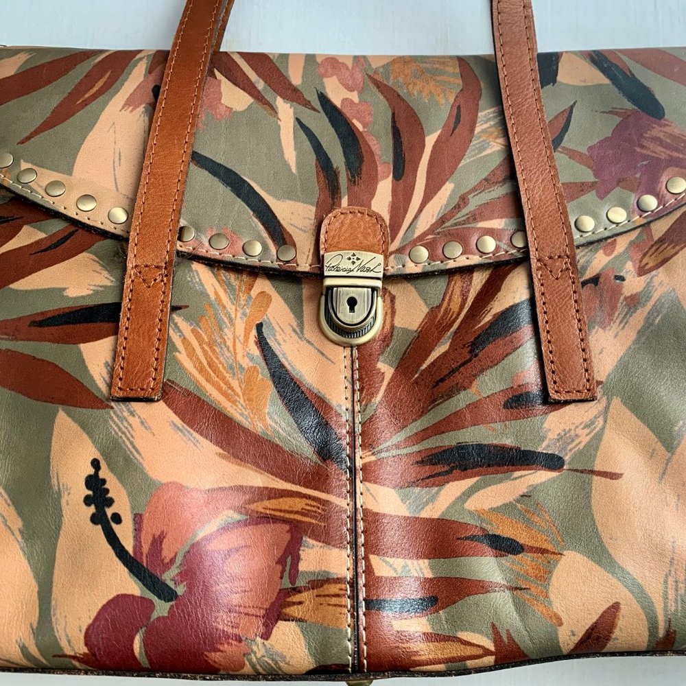 Patricia Nash Satchel Tropical Print Leather Handbag Chic Organizer